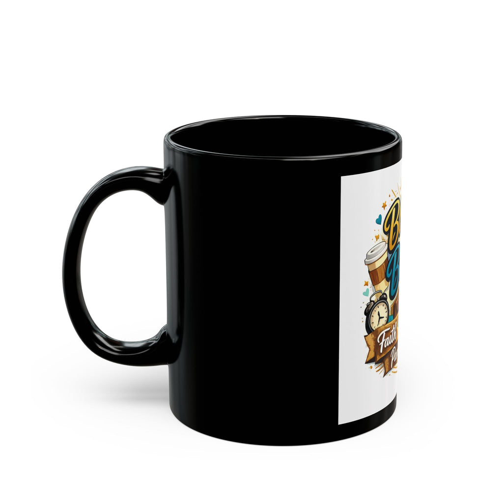 Blessed & Booked Coffee Mug — 'Faith Hustle Parent Life' Black Ceramic Book Lover Mug (11oz/15oz)